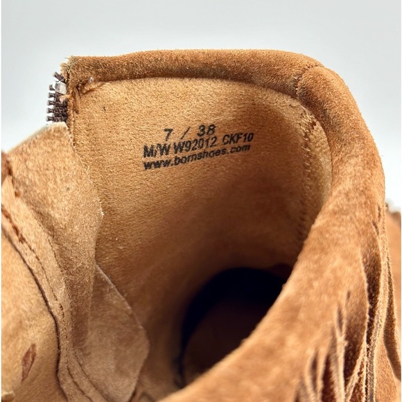 Born Women’s Brown Suede Thora Moccosin Fringed Zip Booties, Size 7 - Picture 10 of 11